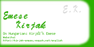 emese kirjak business card